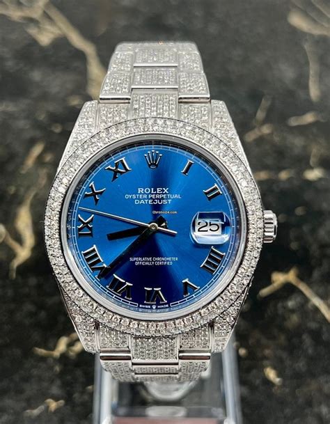 fully iced rolex dial 41 mm custom|rolex iced out watch.